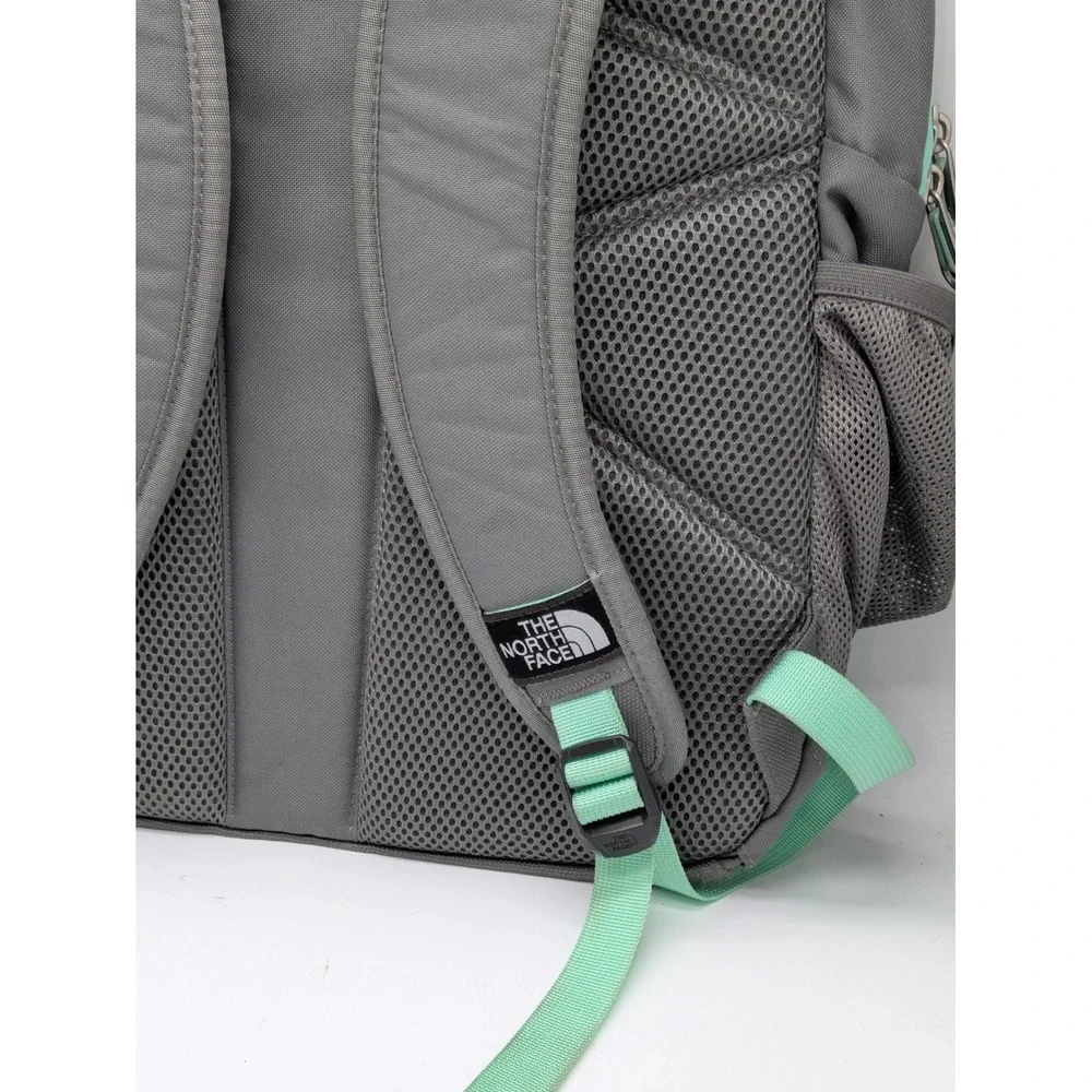 The North Face Haystack Backpack Gray Teal Laptop School Travel 21x15x6.5